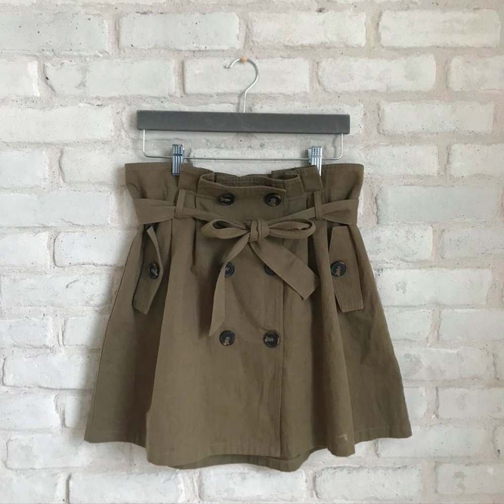 Lush Olive Green Button Tie Skirt L